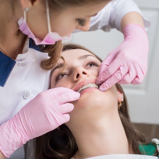 Patient receiving emergency orthodontic treatment