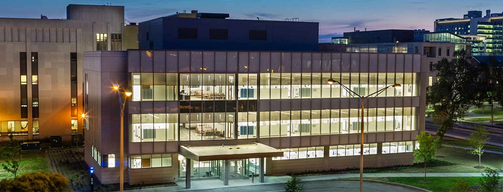 Outside view of dental school buildings